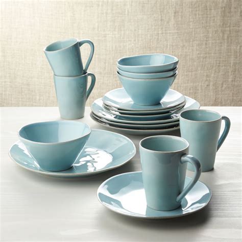 crate and barrel blue dishes.